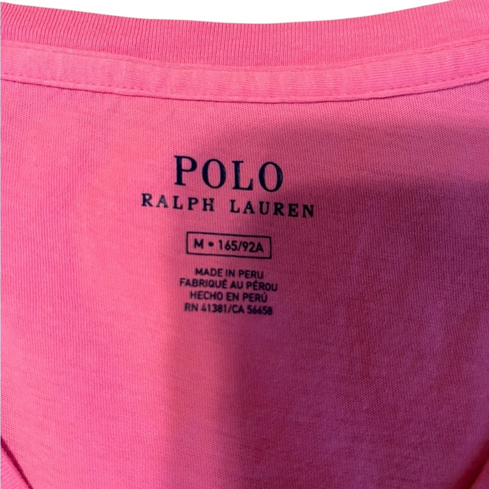 Polo by Ralph Lauren Pink V-Neck Short Sleeve Tee Size Medium - Picture 3 of 5